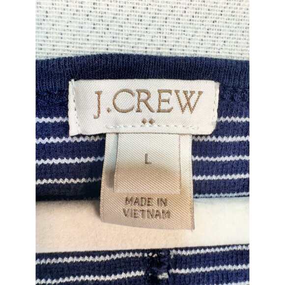 J. Crew Women's Striped Sleeveless Dress L Navy & White Cotton Blend - Picture 2 of 10